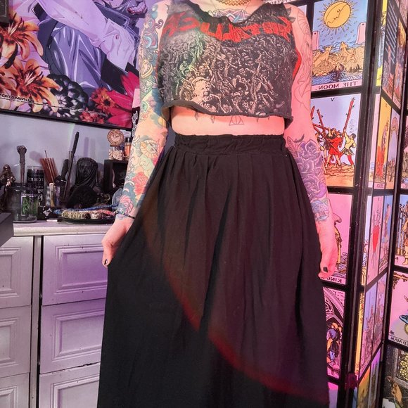 Basic Witch Cotton flowy Black Skirt, Whimsy Goth basic Skirt, Witchy Skirt, Cor - Picture 3 of 9